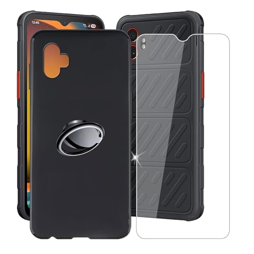 AQGGIIXY für Samsung Galaxy XCover7 Pro (6.6") Handyhülle + Displayschutz(1 Sätze), Silikon Hülle rutschfeste Stoßkasten Schale Schutzhülle mit Handy Ring Handyhalter Fingerhalter 360° von AQGGIIXY