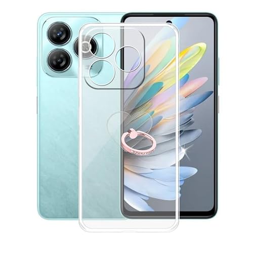 AQGGIIXY für ZTE Blade A75 4G Handyhülle, Stoßfeste Case Silikon Schutzhülle mit 360° Drehbar Handy-Ringhalter, Transparent Rückseite Hülle für ZTE Blade A75 4G (6.60") - Clear von AQGGIIXY