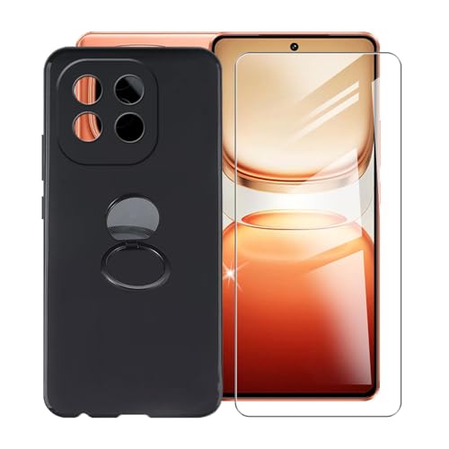 AQGGIIXY für vivo iQOO Z10 Turbo (6.78") Handyhülle + Displayschutz(1 Sätze), Silikon Hülle rutschfeste Stoßkasten Schale Schutzhülle mit Handy Ring Handyhalter Fingerhalter 360° von AQGGIIXY