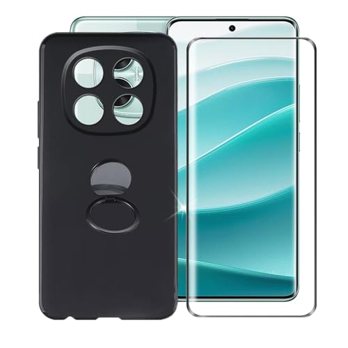 Schutzhülle für Xiaomi Redmi Note 14 Pro, mit [ 1 x Panzerglas Schutzfolie], Stoßfest Soft Cover, [360° Rotation Ring Kickstand] Hülle für Xiaomi Redmi Note 14 Pro (6,67 Zoll) - Schwarz von AQGGIIXY