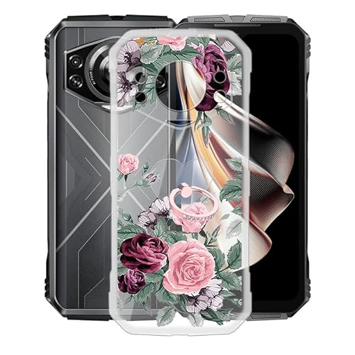AQGGIIXY für Doogee S Cyber Handyhülle, Stoßfeste Case Silikon Schutzhülle mit 360° Drehbar Handy-Ringhalter, Transparent Rückseite Hülle für Doogee S Cyber (6.58") - YQ12 von AQGGIIXY