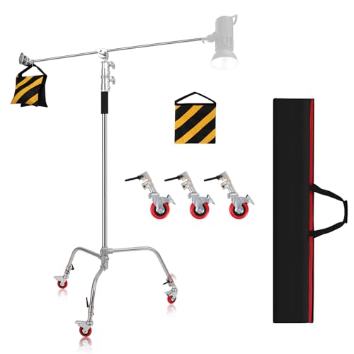 C Ständer aus Edelstahl mit Galgenarm, AQIRUI 285 cm verstellbares Lichtstativ mit 107 cm Haltearm, Griffköpfen, abnehmbaren Rädern und Aufbewahrungstasche für Produktporträt-Videofotografie C Ständer aus Edelstahl mit Galgenarm, AQIRUI 285 cm verstellbares Lichtstativ mit 107 cm Haltearm, Griffköpfen, abnehmbaren Rädern und Aufbewahrungstasche für Produktporträt-Videofotografie von AQIRUI