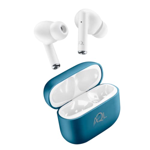 AQL Road | Bluetooth-Kopfhörer | Kabelloser Bluetooth 5.0-In-Ear-Kopfhörer mit 4-fachem Ladekoffer – 3 Stunden Akku, 1,5 Stunden Ladezeit – Soft Touch – Grün von AQL AUDIO QUALITY LAB