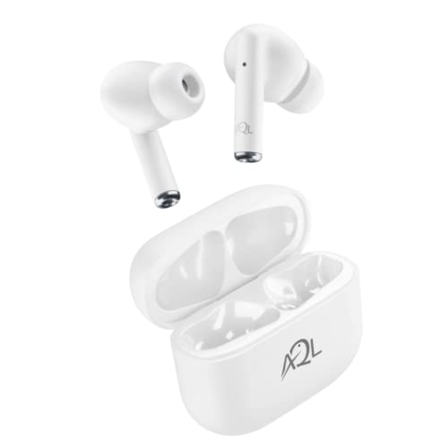 AQL Road | Bluetooth-Kopfhörer | Kabelloser Bluetooth 5.0-In-Ear-Kopfhörer mit 4-fachem Ladekoffer – 3-Stunden-Akku, 1,5-Stunden-Ladezeit – Soft Touch – Weiß von AQL AUDIO QUALITY LAB