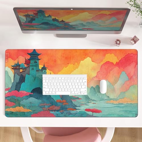 AQQA Buntes großes Mauspad, XXL-Schreibtischunterlage, Kunst-Mauspad mit rutschfester Gummiunterseite, genähte Kanten, Mauspads für Schreibtisch, Computer, Laptop, Büro, 80 x 40 cm AQQA Buntes großes Mauspad, XXL-Schreibtischunterlage, Kunst-Mauspad mit rutschfester Gummiunterseite, genähte Kanten, Mauspads für Schreibtisch, Computer, Laptop, Büro, 80 x 40 cm von AQQA