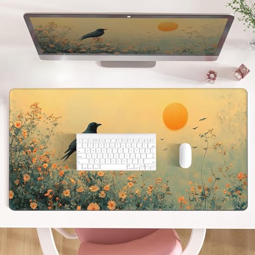 AQQA Schreibtischunterlage mit Retro-Blumenmotiv für den Schreibtisch, XXL großes Mauspad, rutschfestes großes Mauspad mit genähten Kanten, Tastatur-Pad, Mauspad für Gaming, Büro, Laptop, PC, Frauen AQQA Schreibtischunterlage mit Retro-Blumenmotiv für den Schreibtisch, XXL großes Mauspad, rutschfestes großes Mauspad mit genähten Kanten, Tastatur-Pad, Mauspad für Gaming, Büro, Laptop, PC, Frauen von AQQA