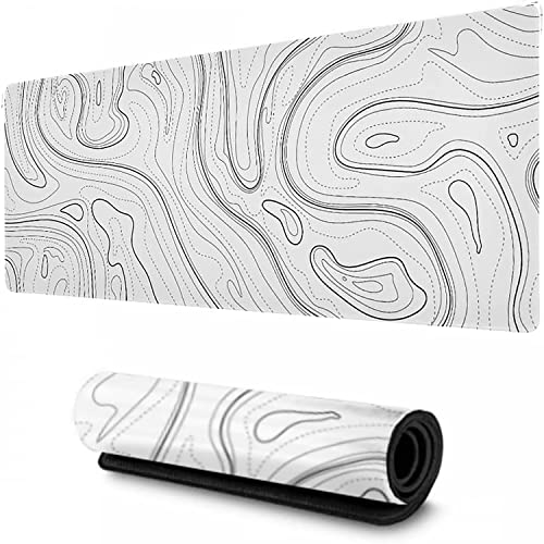 Großes Gaming-Mauspad, 35,4 x 39,7 cm, weißes topografisches Design, erweitertes Mauspad, rutschfeste Unterseite, wasserabweisende Tastaturunterlage, Schreibtischunterlage für Gamer, Büro und Zuhause Großes Gaming-Mauspad, 35,4 x 39,7 cm, weißes topografisches Design, erweitertes Mauspad, rutschfeste Unterseite, wasserabweisende Tastaturunterlage, Schreibtischunterlage für Gamer, Büro und Zuhause von AQQA