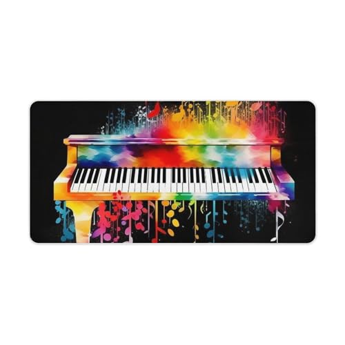 Bunte Klaviertastatur-Musik-Mauspad, groß, rutschfest, Büro-Schreibtischunterlage, große Computer- und Laptop-Matte, Laptop-Schutz, Schreibblöcke für Büro, Zuhause, 30,5 x 61 cm Bunte Klaviertastatur-Musik-Mauspad, groß, rutschfest, Büro-Schreibtischunterlage, große Computer- und Laptop-Matte, Laptop-Schutz, Schreibblöcke für Büro, Zuhause, 30,5 x 61 cm von AQRJLPM