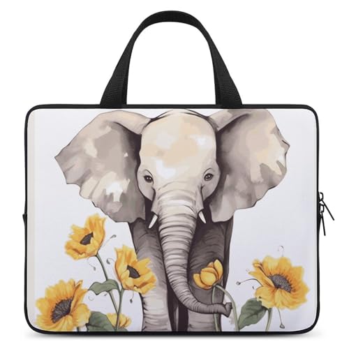 Laptoptasche mit Elefant und Sonnenblume, strapazierfähig, wasserabweisend, Notebook-Tasche für Computer oder Tablet Laptoptasche mit Elefant und Sonnenblume, strapazierfähig, wasserabweisend, Notebook-Tasche für Computer oder Tablet von AQRJLPM