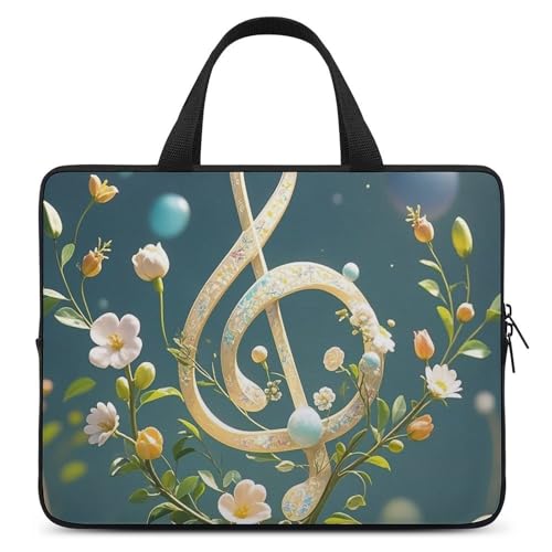 Laptoptasche mit Musiknoten-Blumenmuster, strapazierfähig, wasserabweisend, Notebook-Tasche für Computer oder Tablet Laptoptasche mit Musiknoten-Blumenmuster, strapazierfähig, wasserabweisend, Notebook-Tasche für Computer oder Tablet von AQRJLPM