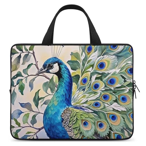 Laptoptasche mit Pfauen-Aquarellmalerei, langlebig, wasserabweisend, Notebook-Tasche für Computer oder Tablet Laptoptasche mit Pfauen-Aquarellmalerei, langlebig, wasserabweisend, Notebook-Tasche für Computer oder Tablet von AQRJLPM