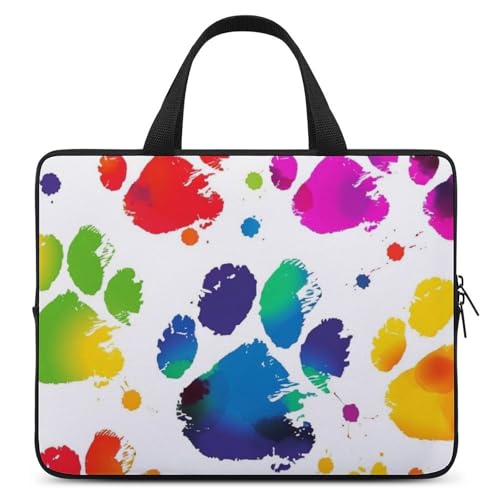 Laptoptasche mit buntem Hundepfotenabdruck, langlebig, wasserabweisend, Notebook-Tasche für Computer oder Tablet Laptoptasche mit buntem Hundepfotenabdruck, langlebig, wasserabweisend, Notebook-Tasche für Computer oder Tablet von AQRJLPM