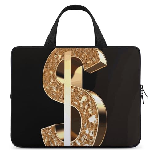 Laptoptasche mit goldfarbenem Dollarzeichen, langlebig, wasserabweisend, Notebook-Tasche für Computer oder Tablet Laptoptasche mit goldfarbenem Dollarzeichen, langlebig, wasserabweisend, Notebook-Tasche für Computer oder Tablet von AQRJLPM