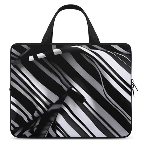 Laptoptasche mit schwarz-weißen karierten Streifen, strapazierfähig, wasserabweisend, Notebook-Tasche für Computer oder Tablet Laptoptasche mit schwarz-weißen karierten Streifen, strapazierfähig, wasserabweisend, Notebook-Tasche für Computer oder Tablet von AQRJLPM