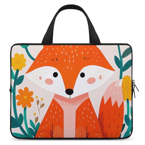 Laptoptasche mit süßem Tiermotiv und Fuchs-Blumen, strapazierfähig, wasserabweisend, Notebook-Tasche für Computer oder Tablet Laptoptasche mit süßem Tiermotiv und Fuchs-Blumen, strapazierfähig, wasserabweisend, Notebook-Tasche für Computer oder Tablet von AQRJLPM