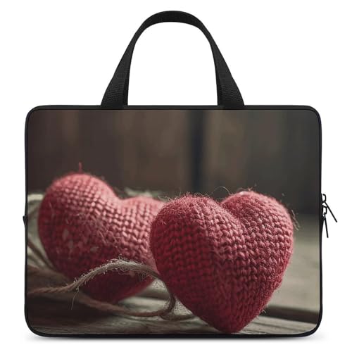 Laptoptasche mit zwei gehäkelten Herzen, strapazierfähig, wasserabweisend, Notebook-Tasche für Computer oder Tablet Laptoptasche mit zwei gehäkelten Herzen, strapazierfähig, wasserabweisend, Notebook-Tasche für Computer oder Tablet von AQRJLPM