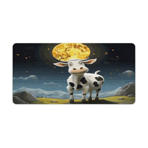 Mauspad, Kuh über dem Mond, rutschfest, groß, Computer- und Laptop-Matte, Laptop-Schutz, Schreibblöcke für Büro, Zuhause, 30,5 x 61 cm Mauspad, Kuh über dem Mond, rutschfest, groß, Computer- und Laptop-Matte, Laptop-Schutz, Schreibblöcke für Büro, Zuhause, 30,5 x 61 cm von AQRJLPM
