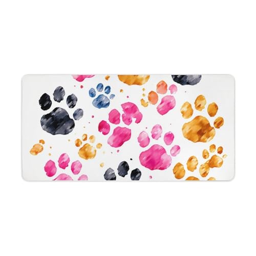 Mauspad, Motiv: bunte Hundepfoten, groß, rutschfest, für Büro, Büro, Zuhause, 30,5 x 61 cm Mauspad, Motiv: bunte Hundepfoten, groß, rutschfest, für Büro, Büro, Zuhause, 30,5 x 61 cm von AQRJLPM
