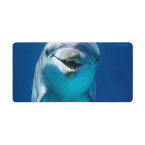 Mauspad mit Delphin mit Lächeln, rutschfest, groß, Computer- und Laptop-Matte, Laptop-Schutz, Schreibblöcke für Büro, Zuhause, 30,5 x 61 cm Mauspad mit Delphin mit Lächeln, rutschfest, groß, Computer- und Laptop-Matte, Laptop-Schutz, Schreibblöcke für Büro, Zuhause, 30,5 x 61 cm von AQRJLPM