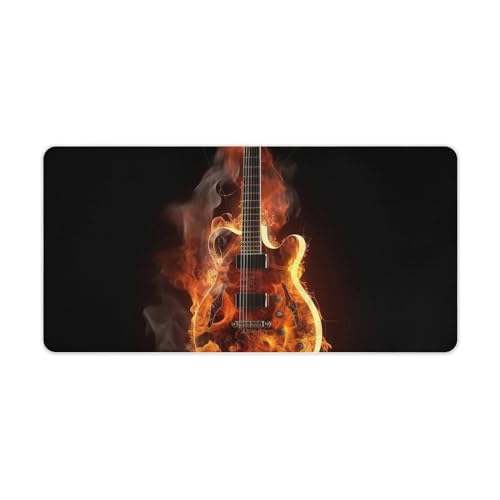 Mauspad mit Feuergitarre, groß, rutschfest, für Büro, Schreibtisch, große Computer- und Laptop-Matte, Laptop-Schutz, Schreibblöcke für Büro, Zuhause, 30,5 x 61 cm Mauspad mit Feuergitarre, groß, rutschfest, für Büro, Schreibtisch, große Computer- und Laptop-Matte, Laptop-Schutz, Schreibblöcke für Büro, Zuhause, 30,5 x 61 cm von AQRJLPM
