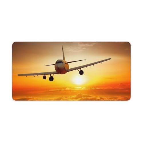 Mauspad mit Flugzeug bei Sonnenuntergang, groß, rutschfest, Büro-Schreibtischmatte, große Computer- und Laptop-Matte, Laptop-Schutz, Schreibblöcke für Büro, Zuhause, 30,5 x 61 cm Mauspad mit Flugzeug bei Sonnenuntergang, groß, rutschfest, Büro-Schreibtischmatte, große Computer- und Laptop-Matte, Laptop-Schutz, Schreibblöcke für Büro, Zuhause, 30,5 x 61 cm von AQRJLPM