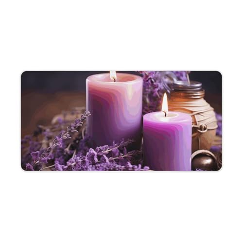 Mauspad mit Kerzen, groß, rutschfest, für Büro und Laptop, Laptop-Schutz, Schreibblöcke für Büro, Zuhause, 30,5 x 61 cm, Violett Mauspad mit Kerzen, groß, rutschfest, für Büro und Laptop, Laptop-Schutz, Schreibblöcke für Büro, Zuhause, 30,5 x 61 cm, Violett von AQRJLPM