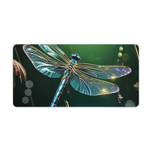 Mauspad mit Libellen-Motiv, rutschfest, groß, Computer- und Laptop-Matte, Laptop-Schutz, Schreibblöcke für Büro, Zuhause, 30,5 x 61 cm, Grün Mauspad mit Libellen-Motiv, rutschfest, groß, Computer- und Laptop-Matte, Laptop-Schutz, Schreibblöcke für Büro, Zuhause, 30,5 x 61 cm, Grün von AQRJLPM
