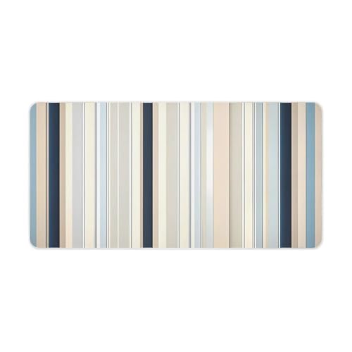 Mauspad mit Streifenmuster, groß, rutschfest, groß, Computer- und Laptop-Matte, Laptop-Schutz, Schreibblöcke für Büro, Zuhause, 30,5 x 61 cm, Blau / Beige Mauspad mit Streifenmuster, groß, rutschfest, groß, Computer- und Laptop-Matte, Laptop-Schutz, Schreibblöcke für Büro, Zuhause, 30,5 x 61 cm, Blau / Beige von AQRJLPM