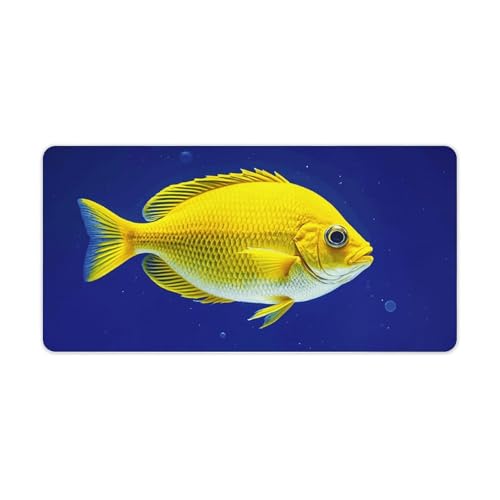 Mauspad mit gelbem Fischmotiv, groß, rutschfest, für Büro, Schreibtisch, große Computer- und Laptop-Matte, Laptop-Schutz, Schreibblöcke für Büro, Zuhause, 30,5 x 61 cm Mauspad mit gelbem Fischmotiv, groß, rutschfest, für Büro, Schreibtisch, große Computer- und Laptop-Matte, Laptop-Schutz, Schreibblöcke für Büro, Zuhause, 30,5 x 61 cm von AQRJLPM