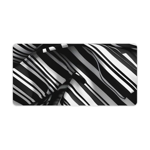 Mauspad mit schwarz-weißen karierten Streifen, groß, rutschfest, für Büro, Schreibtisch, große Computer- und Laptop-Matte, Laptop-Schutz, Schreibblöcke für Büro, Zuhause, 30,5 x 61 cm Mauspad mit schwarz-weißen karierten Streifen, groß, rutschfest, für Büro, Schreibtisch, große Computer- und Laptop-Matte, Laptop-Schutz, Schreibblöcke für Büro, Zuhause, 30,5 x 61 cm von AQRJLPM