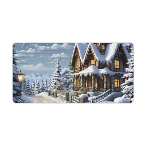 Mauspad mit weihnachtlichem Wintermotiv und fröhlicher Szene, groß, rutschfest, für Büro, Büro, Zuhause, 30,5 x 61 cm Mauspad mit weihnachtlichem Wintermotiv und fröhlicher Szene, groß, rutschfest, für Büro, Büro, Zuhause, 30,5 x 61 cm von AQRJLPM