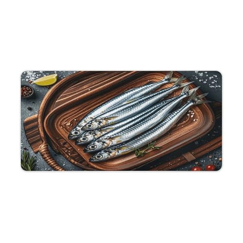 Sardines Mauspad, groß, rutschfest, Schreibtischunterlage, große Computer- und Laptop-Matte, Laptop-Schutz, Schreibblöcke für Büro, Zuhause, 30,5 x 61 cm Sardines Mauspad, groß, rutschfest, Schreibtischunterlage, große Computer- und Laptop-Matte, Laptop-Schutz, Schreibblöcke für Büro, Zuhause, 30,5 x 61 cm von AQRJLPM