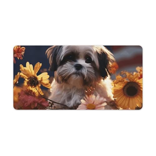 Shih Tzu Hunde- und Blumen-Mauspad, groß, rutschfest, Schreibtischunterlage, große Computer- und Laptop-Matte, Laptop-Schutz, Schreibblöcke für Büro, Zuhause, 30,5 x 61 cm Shih Tzu Hunde- und Blumen-Mauspad, groß, rutschfest, Schreibtischunterlage, große Computer- und Laptop-Matte, Laptop-Schutz, Schreibblöcke für Büro, Zuhause, 30,5 x 61 cm von AQRJLPM