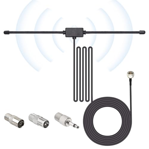 DAB FM Radio Antenne FM Dipolantenne mit 3m Verlängerungskabel für Tragbares Radio Tuner Stereo Receiver AV Receiver Verstärker HiFi Indoor Pioneer Onkyo Yamaha Marantz Bose Music System von AQTAQ