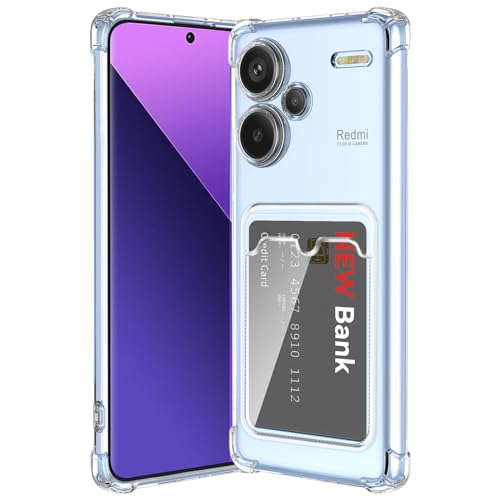 ÁRBOLORO Hülle für Redmi Note 13 Pro Plus/Pro+ 5G mit Kartenfäch Transparent Silikon TPU Handyhülle Ultra Dünn Weiche Stoßfest Flexibel Handy Tasche Bumper Case von ÁRBOLORO