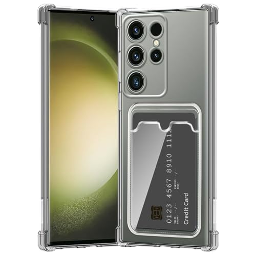 ÁRBOLORO Hülle für Samsung Galaxy S24 Ultra mit Kartenfäch Transparent Silikon TPU Handyhülle Ultra Dünn Weiche Stoßfest Flexibel Handy Tasche Bumper Case für Samsung Galaxy S24 Ultra von ÁRBOLORO