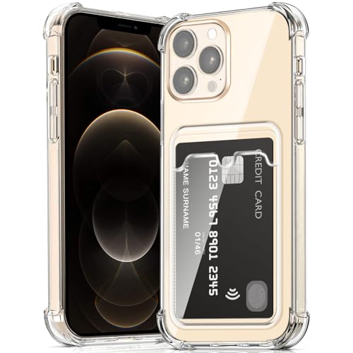 ÁRBOLORO Hülle für iPhone 12 Pro Max mit Kartenfäch Transparent Silikon TPU Handyhülle Ultra Dünn Weiche Stoßfest Flexibel Handy Tasche Bumper Case für iPhone 12 Pro Max von ÁRBOLORO