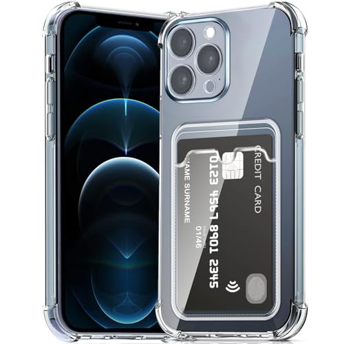 ÁRBOLORO Hülle für iPhone 12 Pro mit Kartenfäch Transparent Silikon TPU Handyhülle Ultra Dünn Weiche Stoßfest Flexibel Handy Tasche Bumper Case für iPhone 12 Pro von ÁRBOLORO