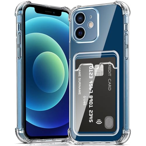 ÁRBOLORO Hülle für iPhone 12 mit Kartenfäch Transparent Silikon TPU Handyhülle Ultra Dünn Weiche Stoßfest Flexibel Handy Tasche Bumper Case für iPhone 12 von ÁRBOLORO