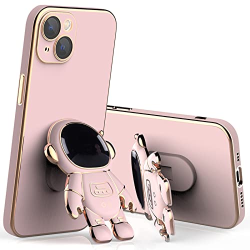 ÁRBOLORO Hülle für iPhone 13 Mini mit Astronauten-Handyhalterung, Galvanisierte TPU-Silikonhülle Anti-Schock Anti-Kratzer Dekompression Niedlicher Cartoon Hülle für iPhone 13 Mini - Rosa von ÁRBOLORO