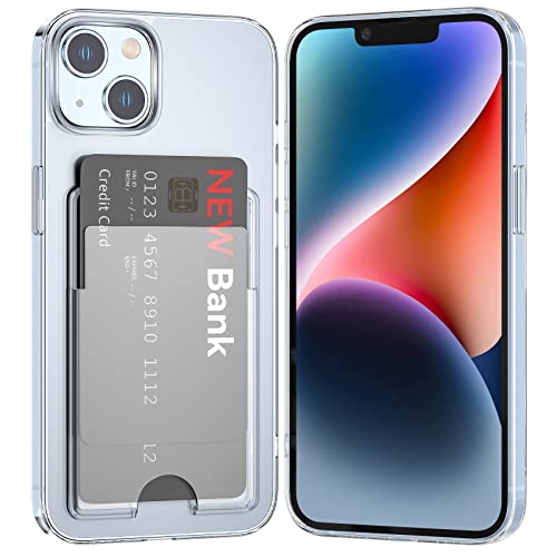 ÁRBOLORO Hülle für iPhone 14 Plus Schutzhülle mit Kartenfäch Transparent Silikon Handyhülle Kartenfach Hülle für 2 Karten, Stoßfest Handy Tasche Bumper Brieftasche Case Cover von ÁRBOLORO