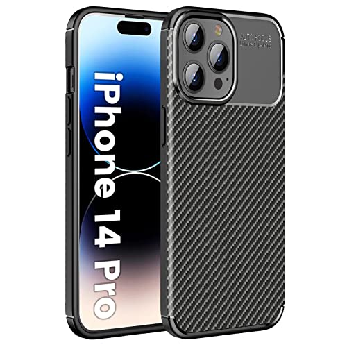 ÁRBOLORO Hülle für iPhone 14 Pro, Handyhülle Carbon Fibre Ultradünne TPU Silikon Kratzfest Stoßfest Schutzhülle für iPhone 14 Pro - Schwarz von ÁRBOLORO