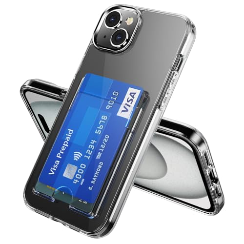 ÁRBOLORO Hülle für iPhone 15 Plus Schutzhülle mit Kartenfäch Transparent Silikon Handyhülle Kartenfach Hülle für 2 Karten, Stoßfest Handy Tasche Bumper Brieftasche Case Cover von ÁRBOLORO