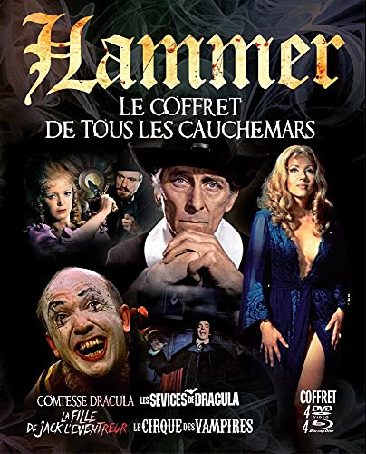 HAMMER COFFRET 4 DVD / 4 BLU RAY / COMTESSE DRACULA / LA FILLE DE JACK L'EVENTREUR / LES SEVICES DE DRACULA / LE CIRQUE DES VAMPIRES von ARCADES VIDEO