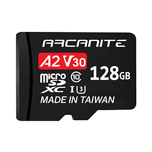 ARCANITE 128 GB microSDXC-Speicherkarte mit Adapter - A2, UHS-I U3, V30, 4K, C10, MicroSD, Lesegeschwindigkeit von bis zu 95 MB/s von ARCANITE