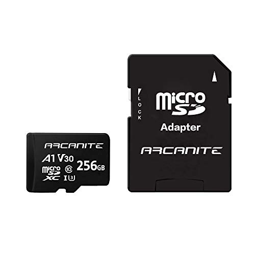 ARCANITE 256 GB microSDXC-Speicherkarte mit Adapter - A1, UHS-I U3, V30, 4K, C10, MicroSD, Lesegeschwindigkeit von bis zu 90 MB/s von ARCANITE