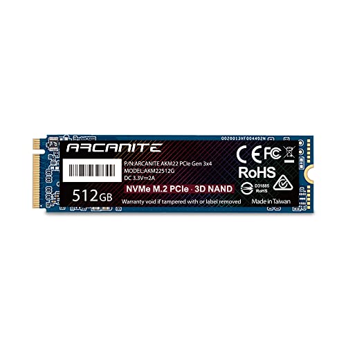 ARCANITE 512 GB NVMe M.2 2280 PCIe Gen 3x4 Internes Solid State Drive (SSD) von ARCANITE