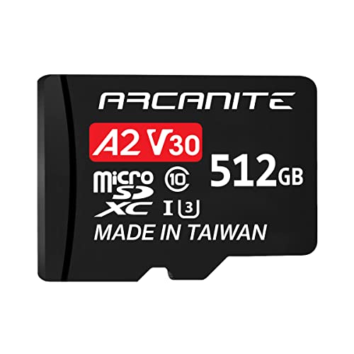 ARCANITE 512GB MicroSDXC Speicherkarte mit Adapter - A2, UHS-I U3, V30, 4K, C10, Micro SD - AKV30A2512 von ARCANITE