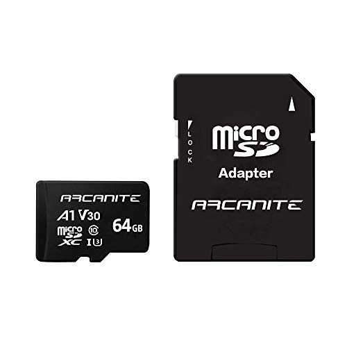 ARCANITE 64 GB microSDXC-Speicherkarte mit Adapter - A1, UHS-I U3, V30, 4K, C10, MicroSD, Lesegeschwindigkeit von bis zu 90 MB/s von ARCANITE