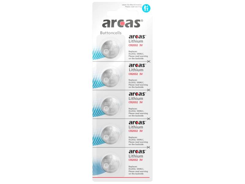 ARCAS Lithium-Knopfzellen CR2032, 5 Stück von ARCAS